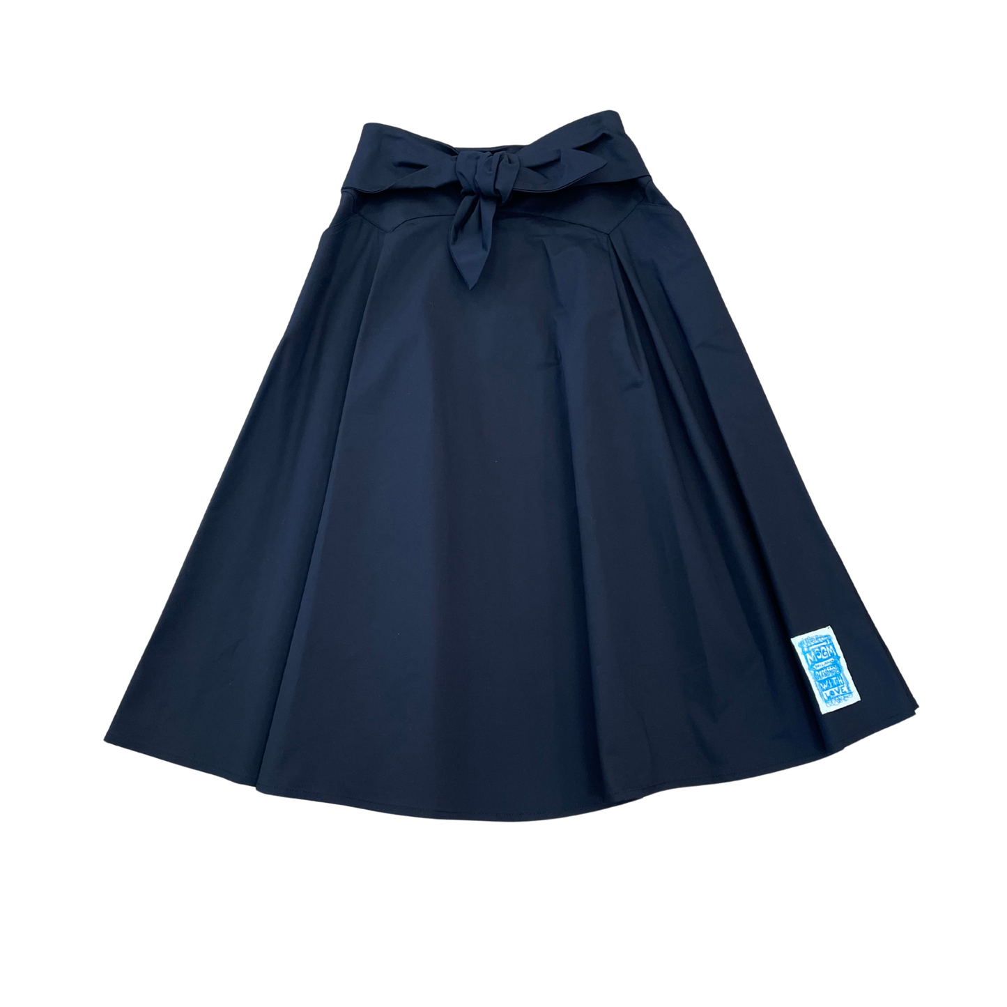 MSGM Black Gabardine Midi Skirt