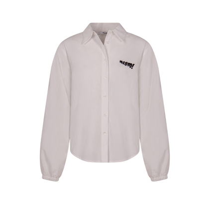 MSGM White Button Up Long Sleeve Shirt