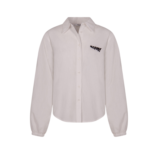 MSGM White Button Up Long Sleeve Shirt