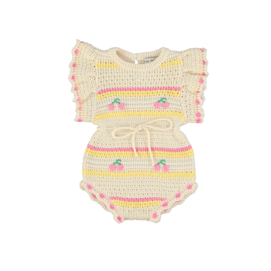 Bebe Organic Cherry Stripe Paloma Romper