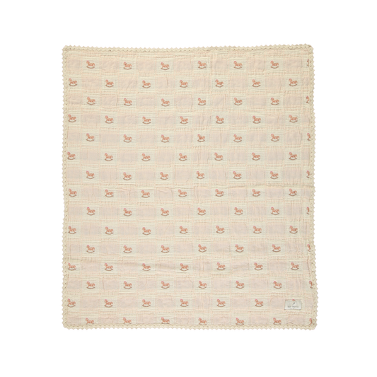 Bebe Organic Shell Pink Patchwork Rocking Horse Blanket