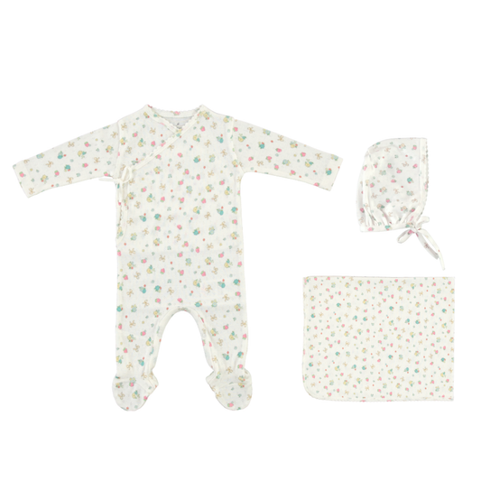 Bebe Organic Strawberry Field Nia Wrap Footie With Bonnet