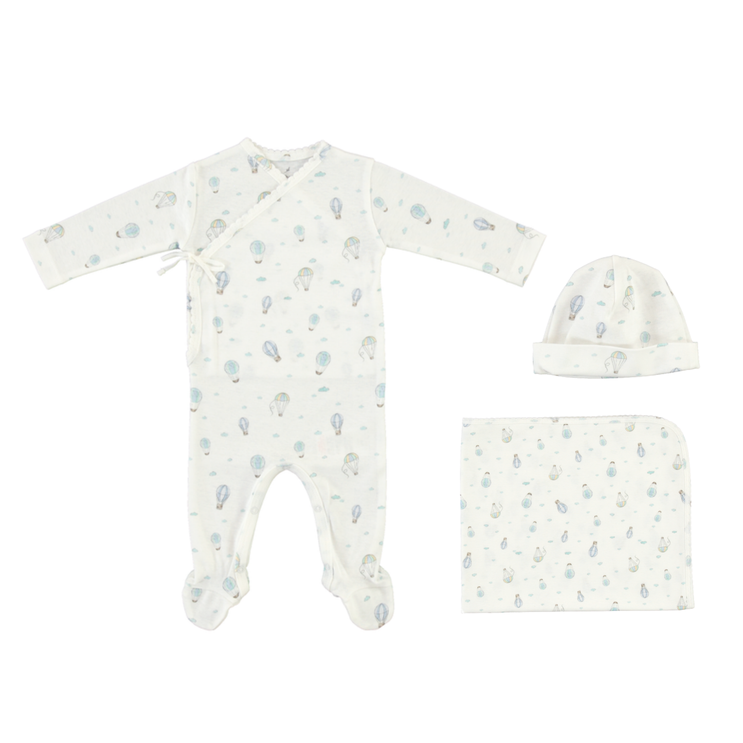 Bebe Organic Balloon Sky Finn Wrap Footie With Bonnet