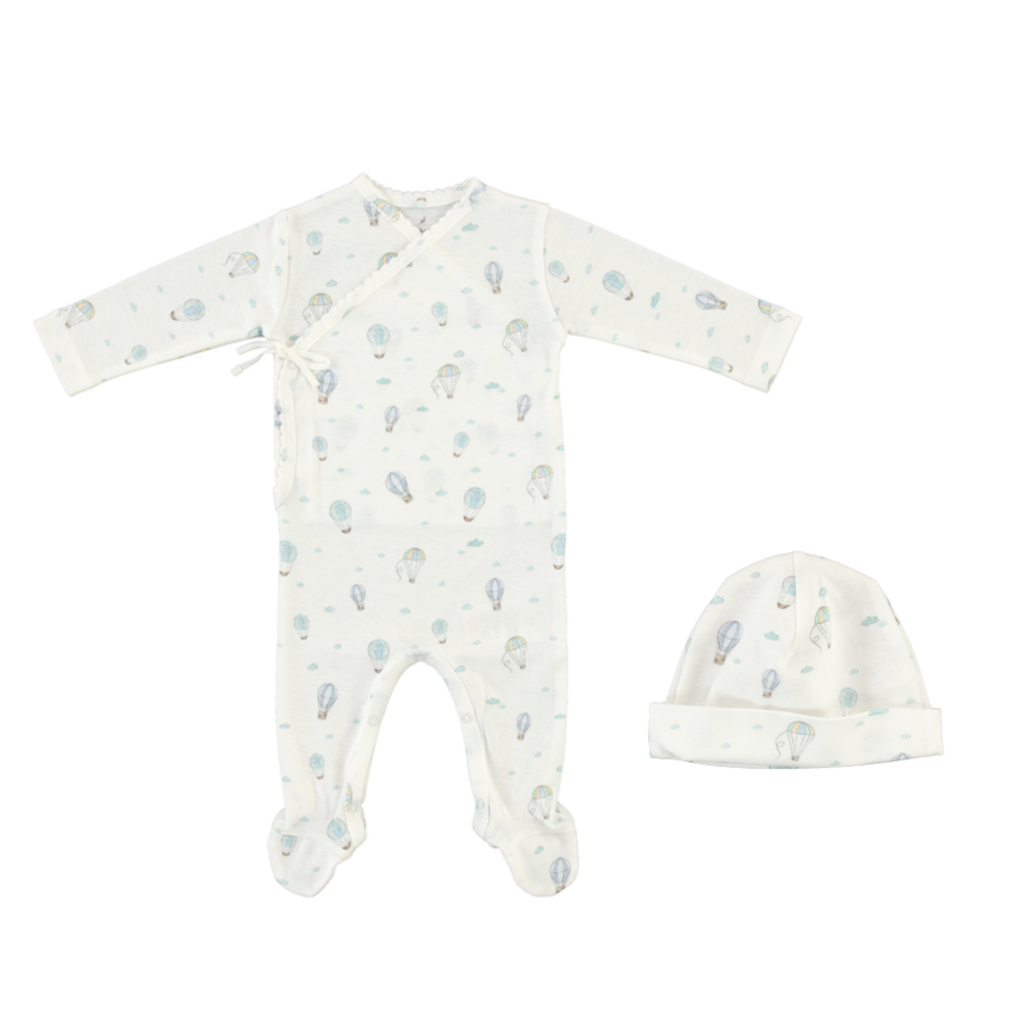 Bebe Organic Balloon Sky Finn Wrap Footie With Bonnet