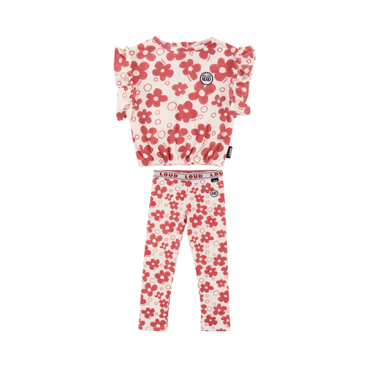 Loud Flower Aop Capri Ruffle Leggings Set