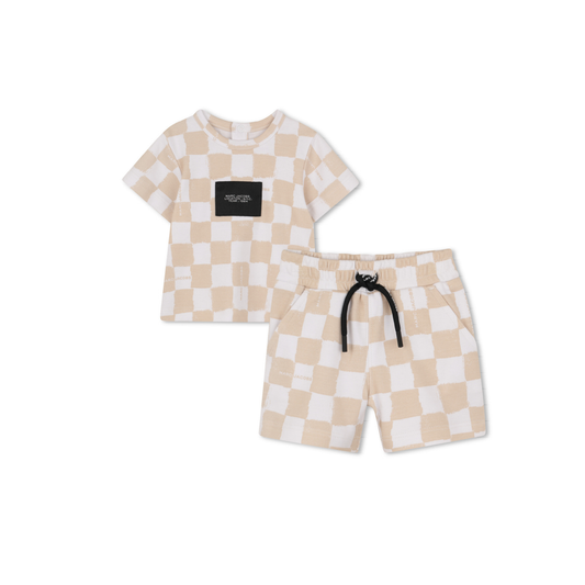 The Marc Jacobs Cream Checkerboard Shorts Set