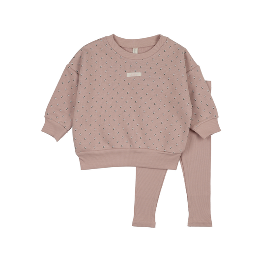 Lilette Dusty Pink Floret Print Sweatshirt Set