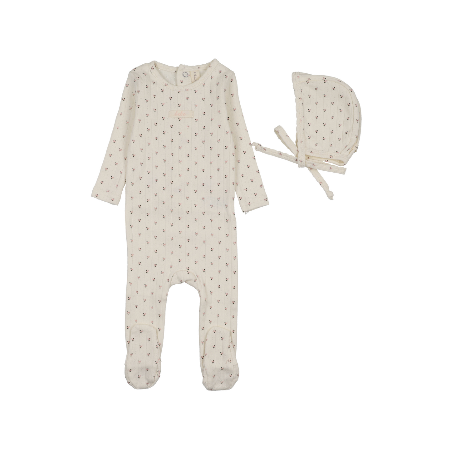 Lilette Cream/Pink Floret Print Footie Set