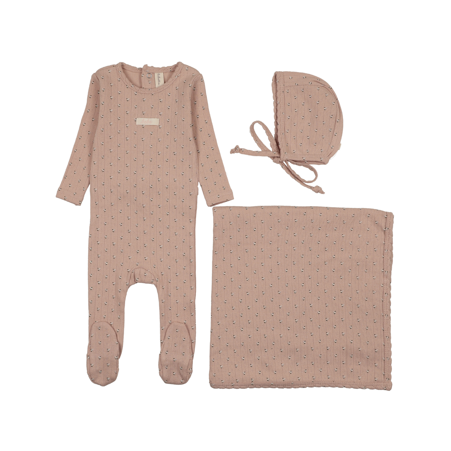 Lilette Dusty Pink Floret Print Layette Set
