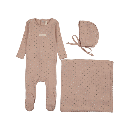Lilette Dusty Pink Floret Print Layette Set