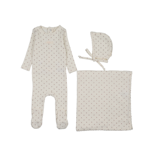 Lilette Cream/Pink Floret Print Layette Set