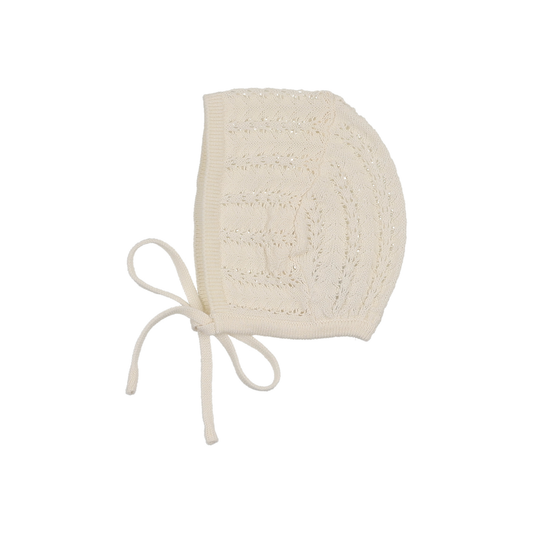 Lilette Cream Crochet Knit Bonnet