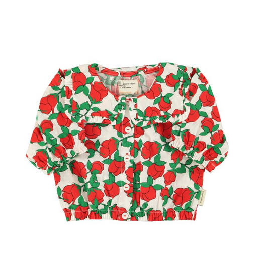 Piupiuchick Ecru /Red Roses Sailor Collar Blouse