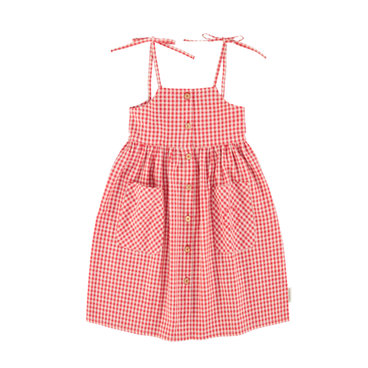 Piupiuchick Red & Ecru Short Sleeve Dress