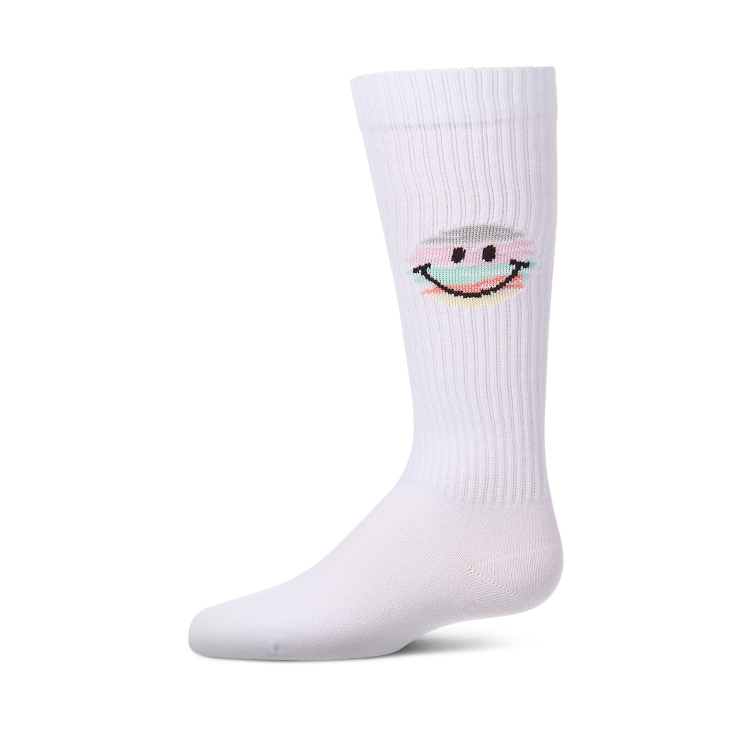 Memoi White Colorful Smiley Face Knee High
