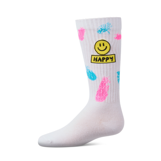 Memoi Neon Blue Happy Paint Knee High