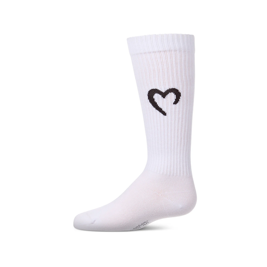 Memoi White Open Heart Knee High