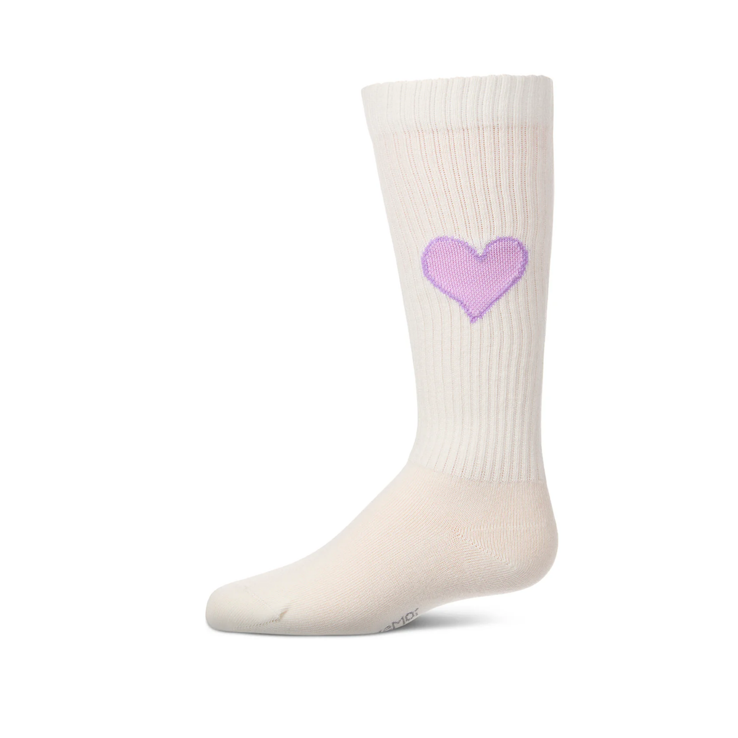 Memoi Purple Filled Heart Knee High