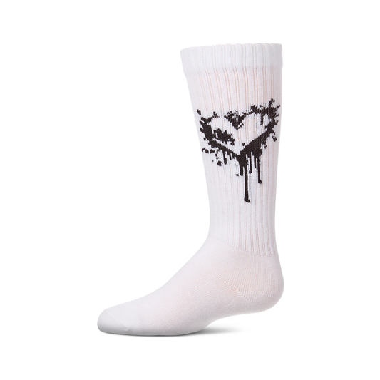 Memoi White Dripping Heart Knee High