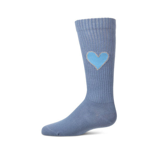 Memoi Denim Filled Heart Knee High