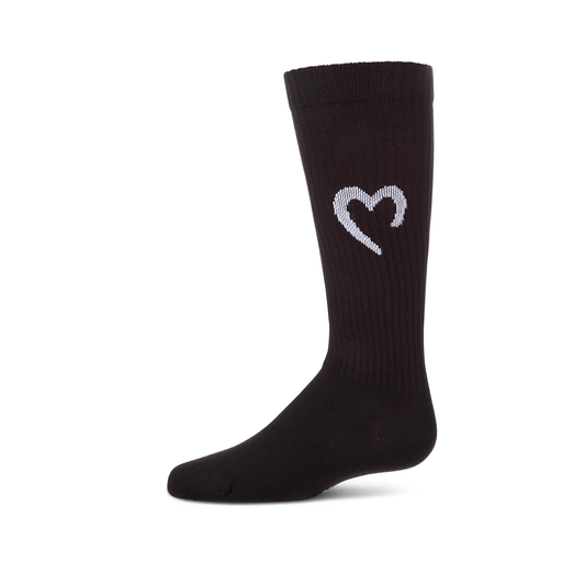 Memoi Black Open Heart Knee High