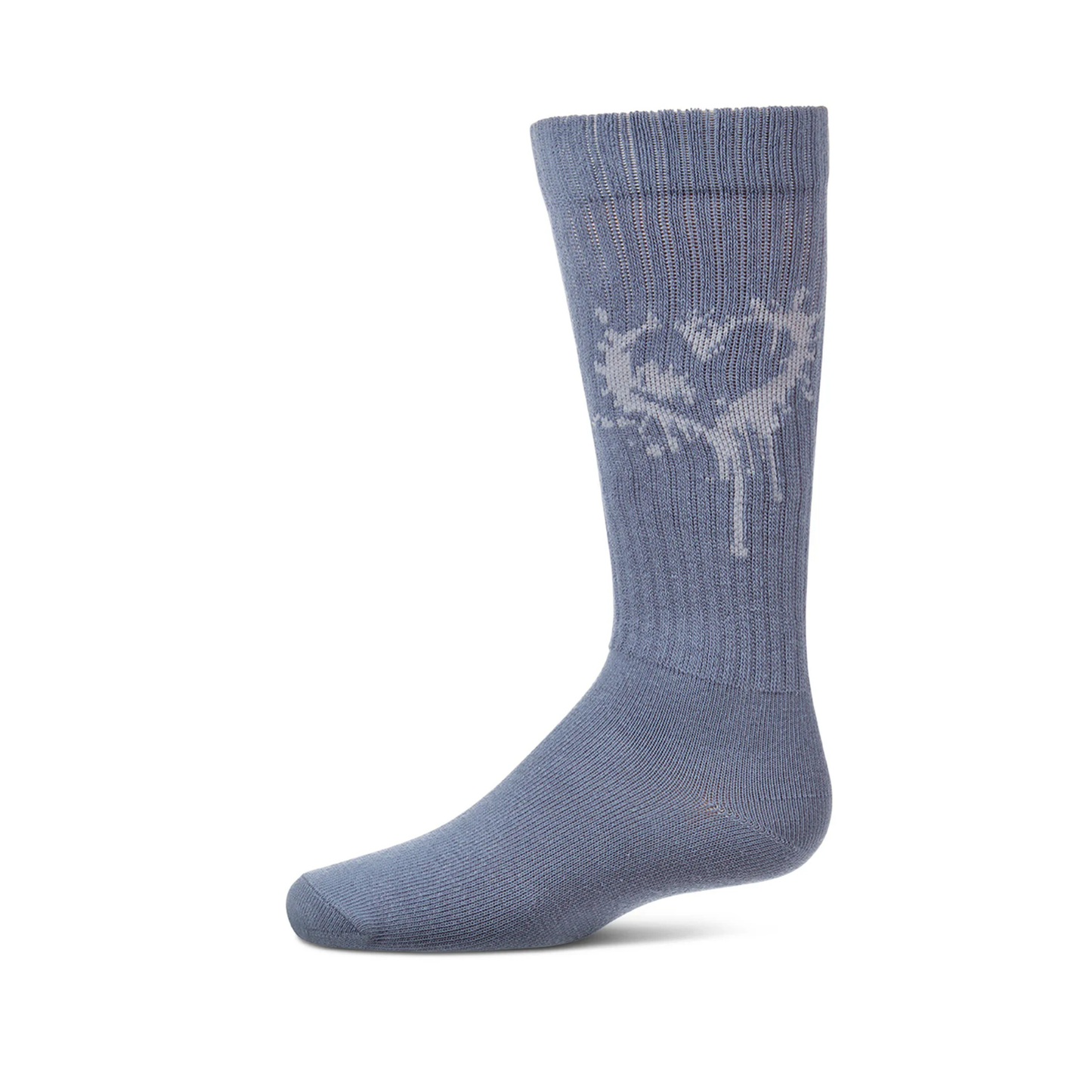 Memoi Denim Dripping Heart Knee High