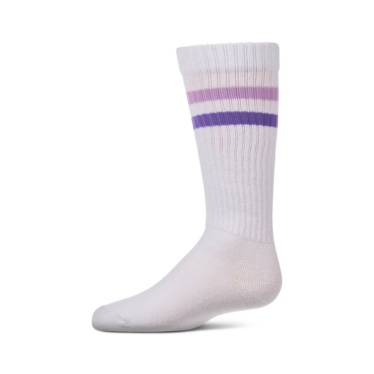 Memoi Purple Double Stripe Knee High
