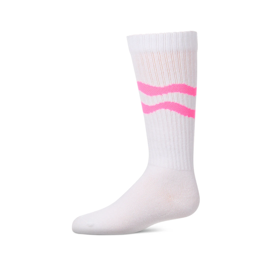 Memoi Neon Pink Double Wave Knee High