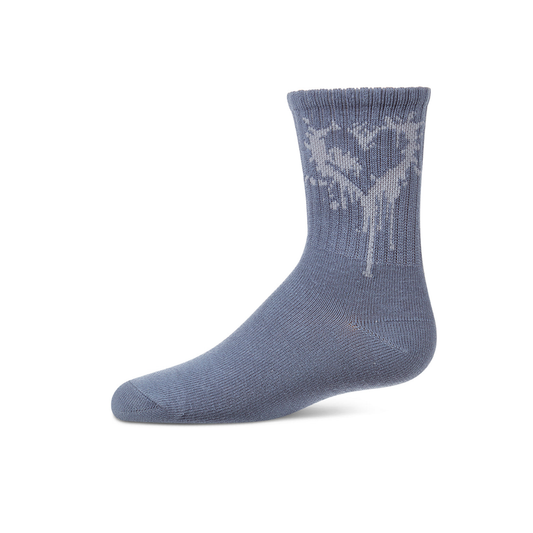 Memoi Denim Dripping Heart Crew