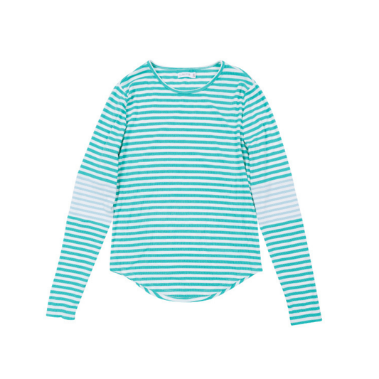 Luna Mae Green Meg Colorblock Stripe Top