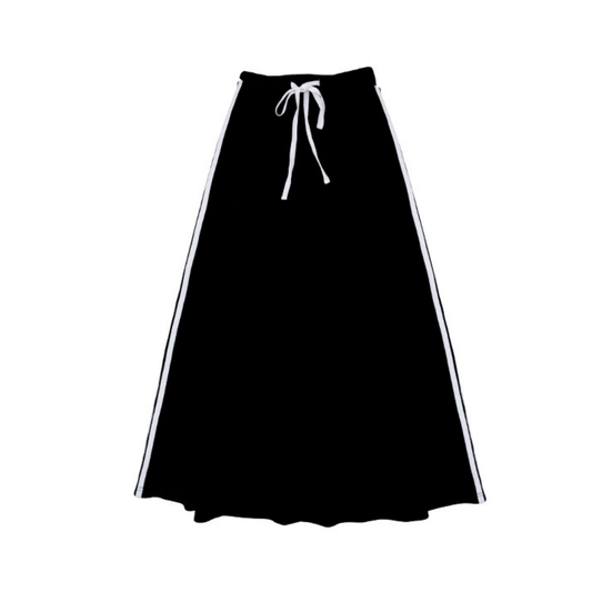 Luna Mae Black Varsity Stripe Midi Skirt