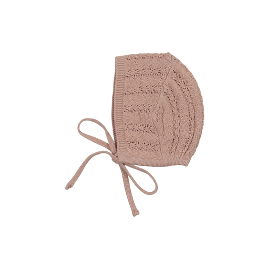 Lilette Dusty Pink Crochet Knit Bonnet