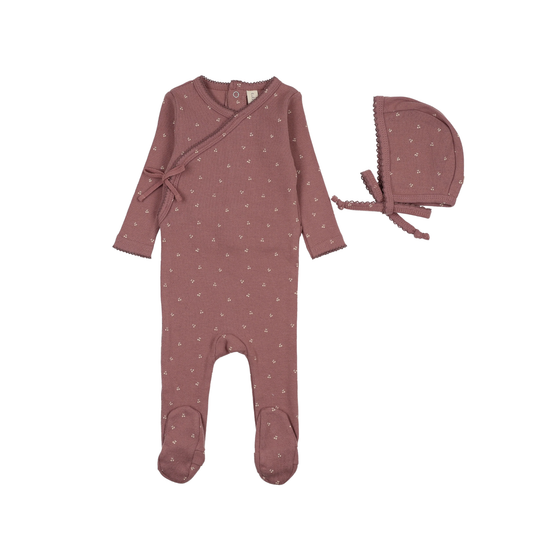 Lilette Mauve Cherry Scallop Footie Set