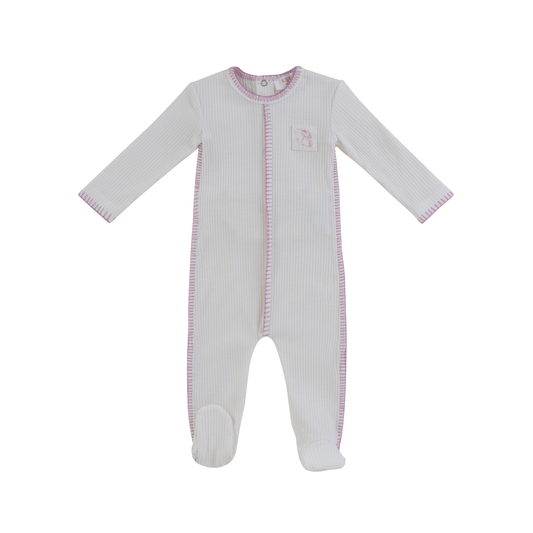 Kipp Baby Pink Bunny Rib Footie
