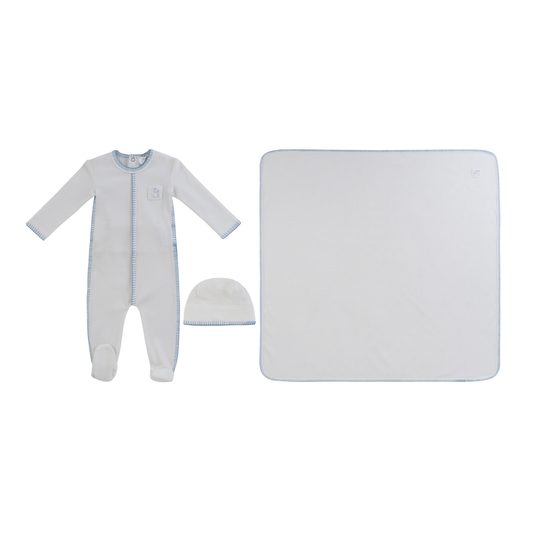 Kipp Baby Blue Bunny Rib Footie 3PC Set