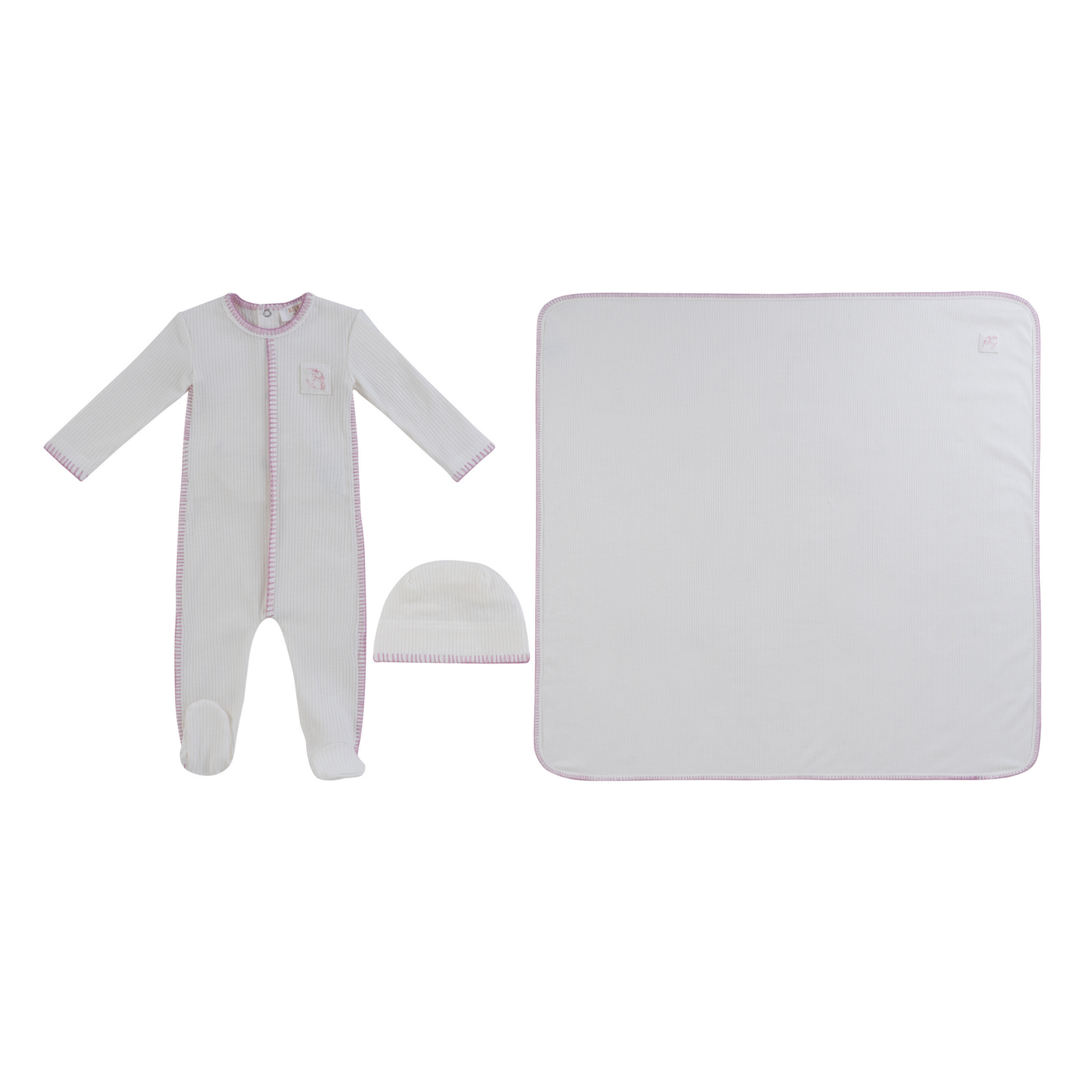 Kipp Baby Pink Bunny Rib Footie 3PC Set