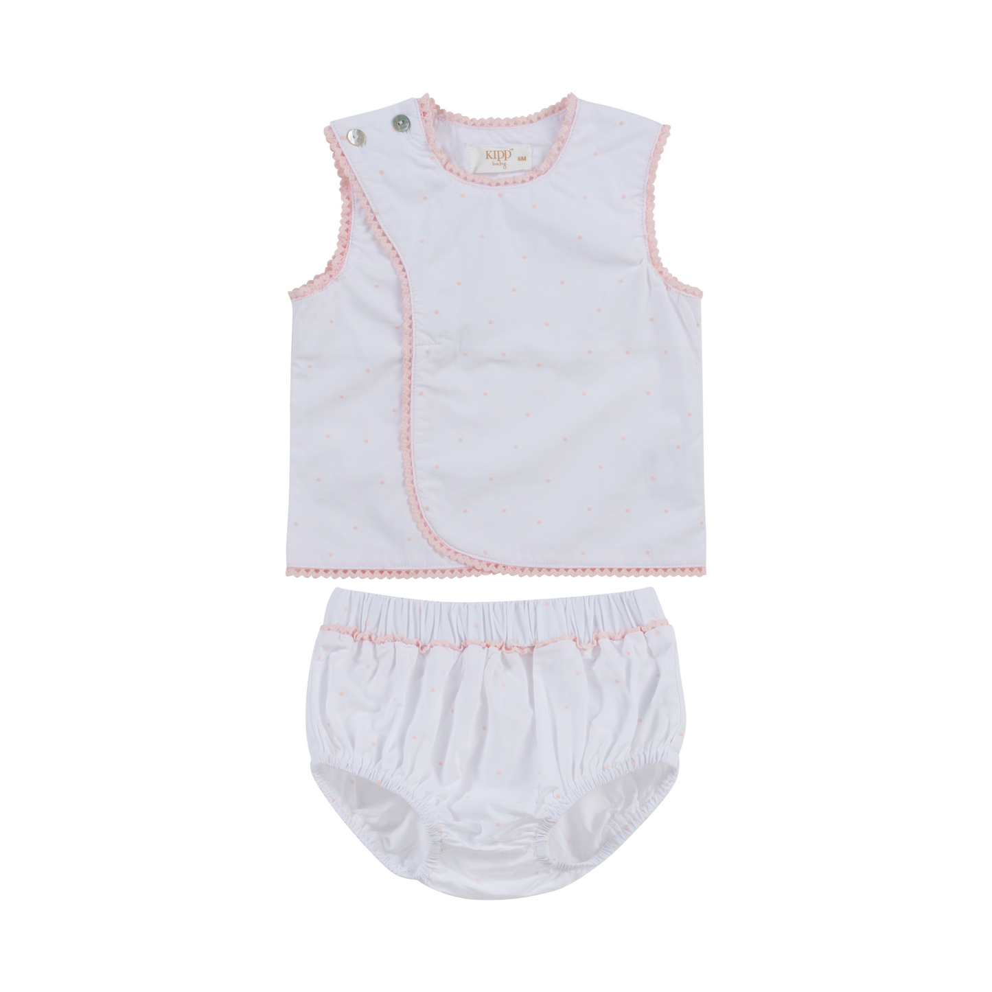 Kipp Baby Pink Dot Embroidered Wrap Set