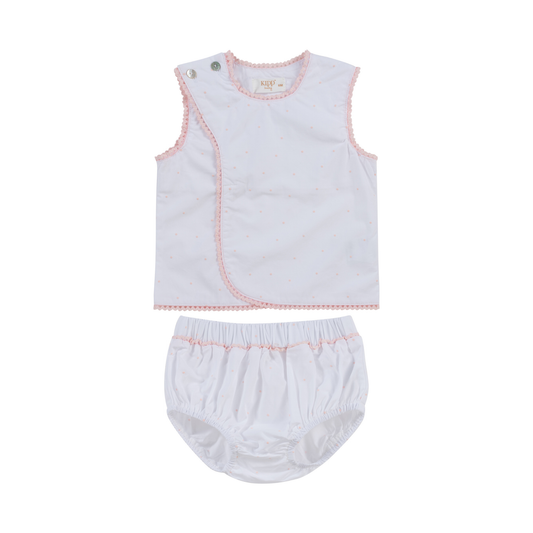 Kipp Baby Pink Dot Embroidered Wrap Set
