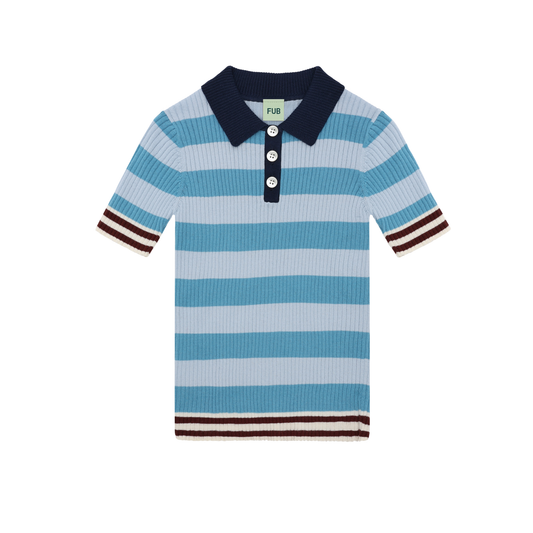 Fub Sea/Pale Blue Striped Rib Polo