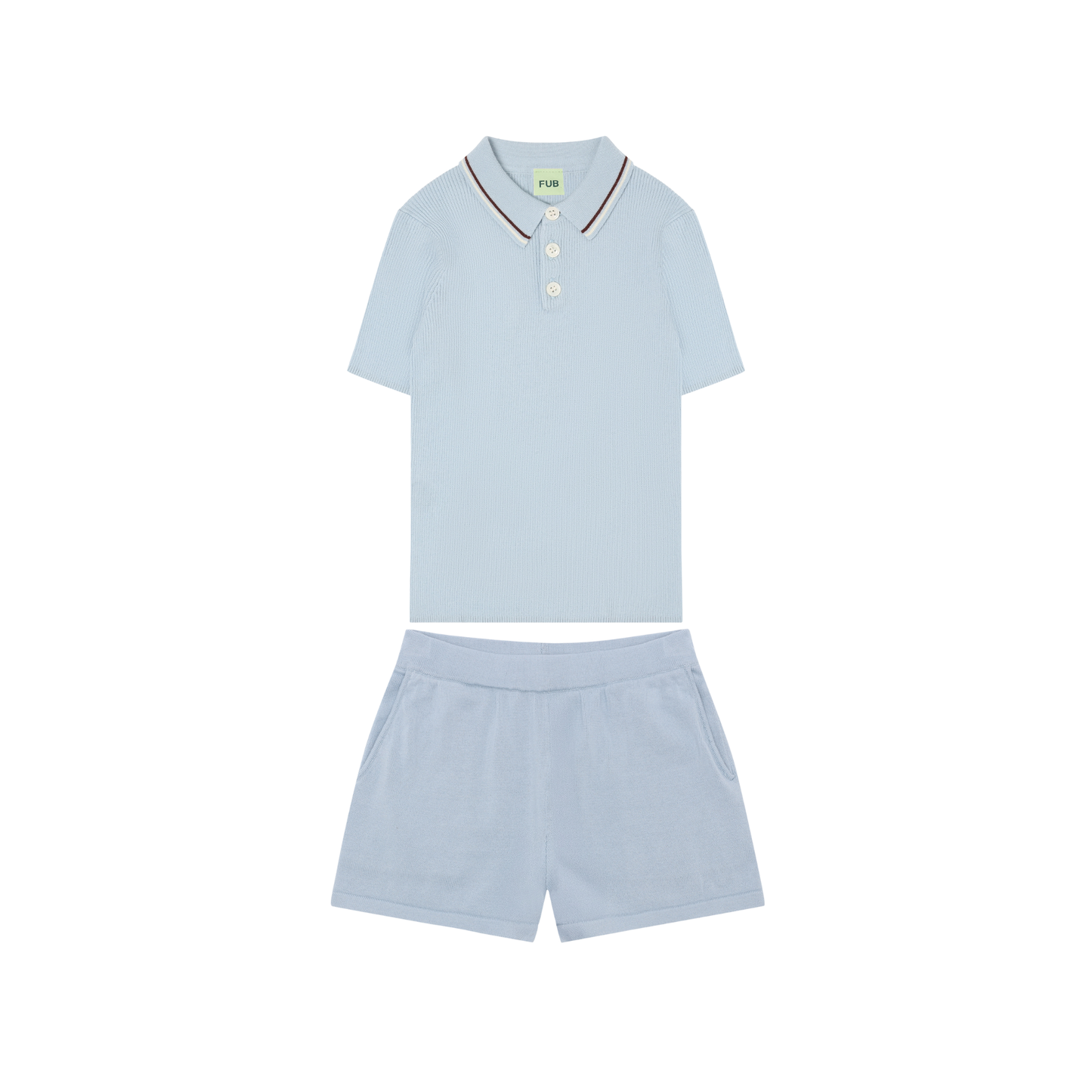Fub Pale Blue Polo Shorts Set