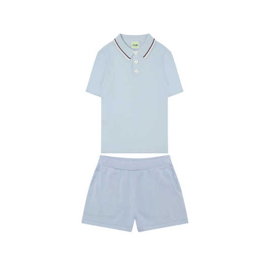 Fub Pale Blue Polo Shorts Set