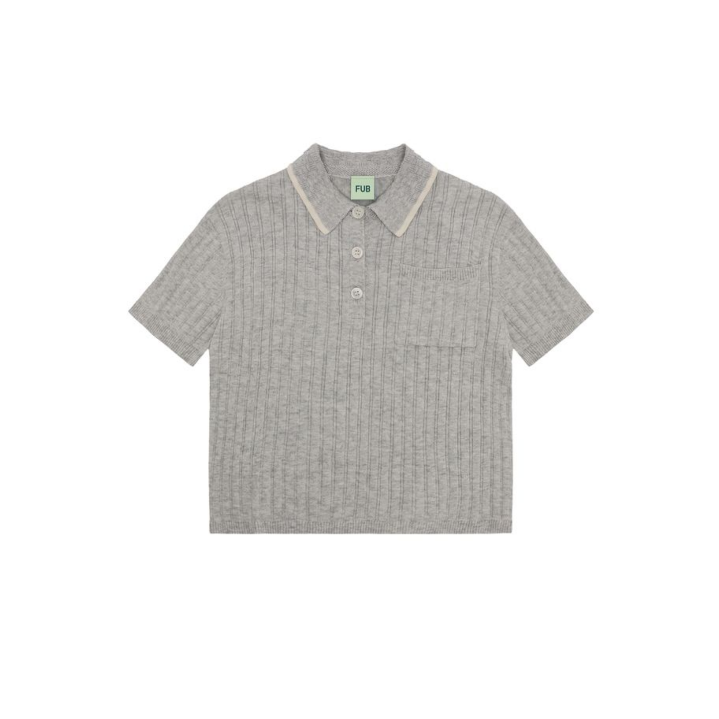 Fub Light Grey Melange Rib Polo