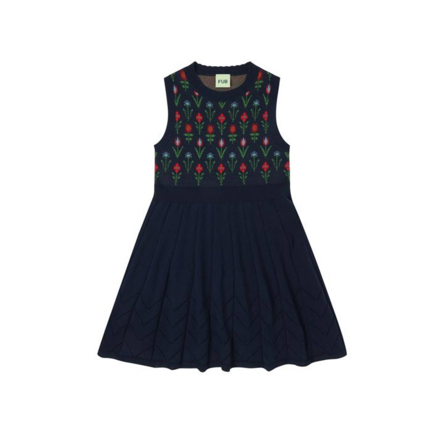Fub Dark Navy/Flower Jaquard Dress