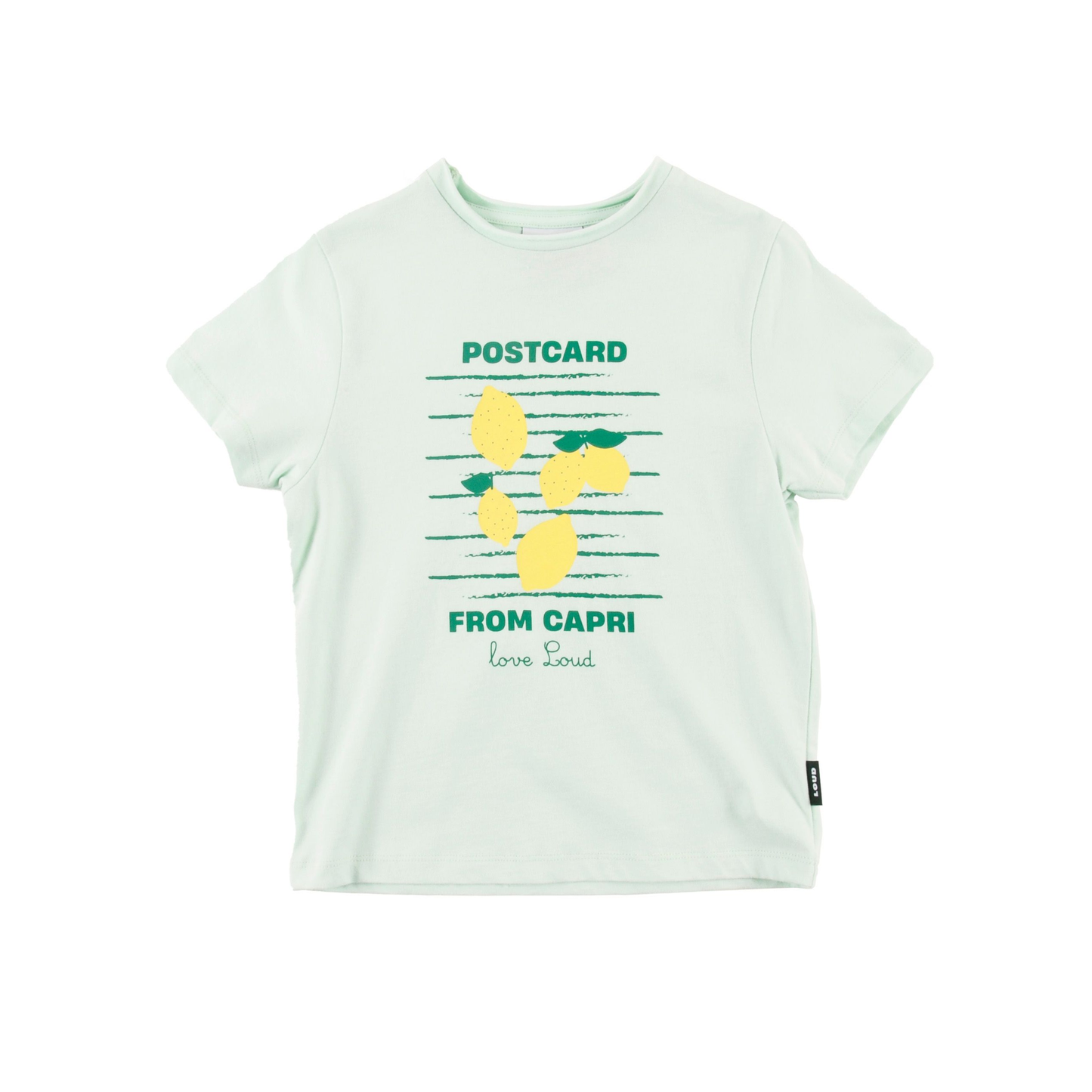 Loud Jade/Lemons Relaxed Fit Raw Edge Neck Short Sleeve Tee
