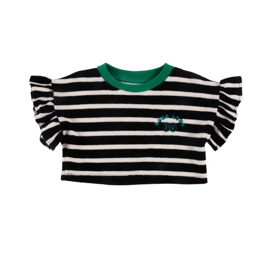 Loud Anthracite Stripe Frappe Ruffle Top