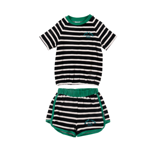 Loud Anthracite Stripe Bubble Shorts Set