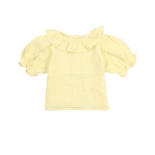The New Society Soft Lemon Campanilla Short Sleeve Blouse