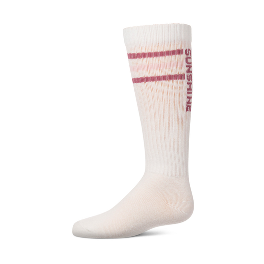 Memoi Winter White Triple Stripe Sunshine Knee High