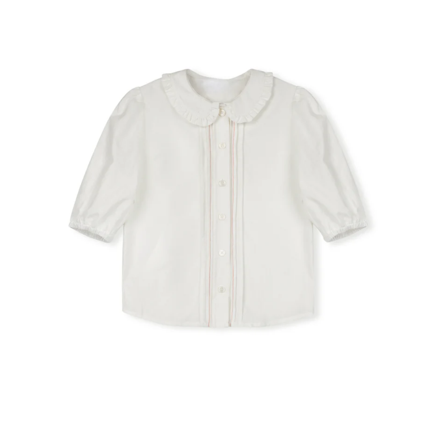 Mallory and Merlot White Salli Front Pleated Detail Blouse