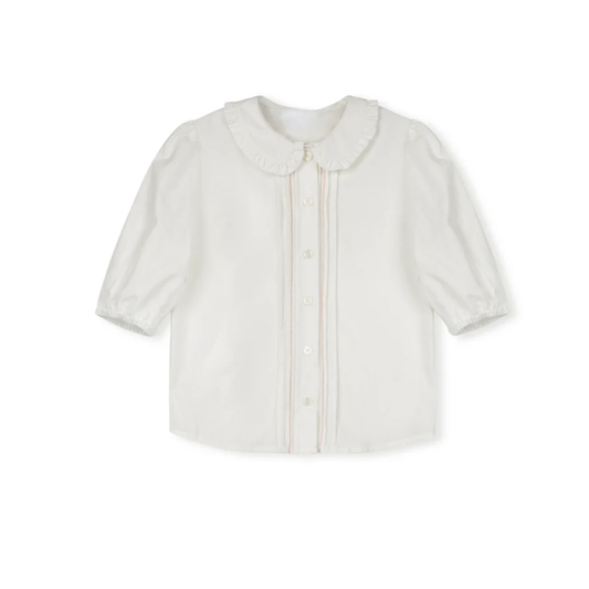 Mallory and Merlot White Salli Front Pleated Detail Blouse